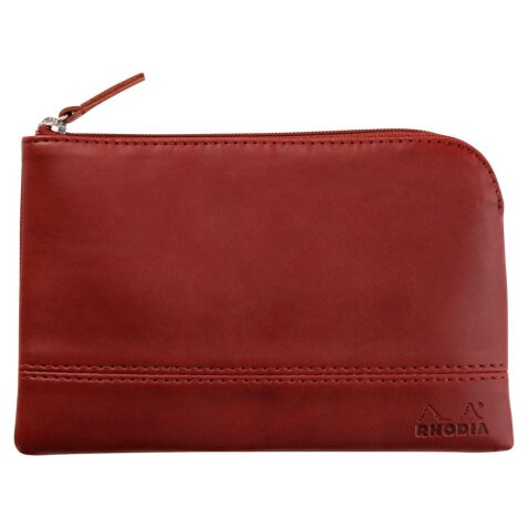 Rhodiarama pochette zippée en simili cuir - taille S (11x17 cm) - Lie de vin