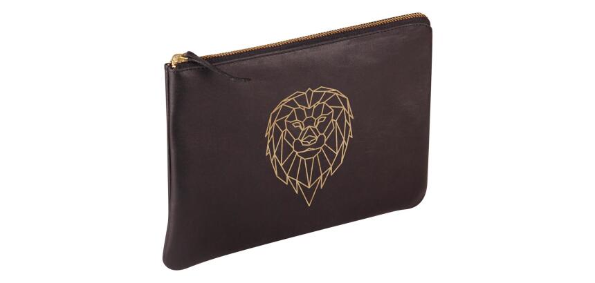 BLACK FOREST Pochette universelle 27x19 cm, Lion - Noir et doré