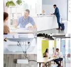 Exacompta - réf. 81158D - ExaScreen Ecran de protection ou cloisonnette contre les postillons pour bureau open-space - call center - restaurants H58cmxL118cm - à fixer kit de fixation fourni - Cristal