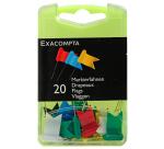 Boîte de 20 épingles drapeaux - Hauteur de pointe 16mm - Couleurs assorties