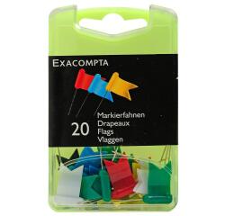 Boîte de 20 épingles drapeaux - Hauteur de pointe 16mm - Couleurs assorties