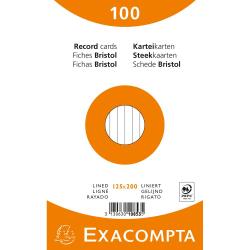 Exacompta - Record Cards - Pack of 100 - Lined - 125x200mm - Assorted colours