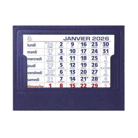 Calendrier avec feuillets mensuels sur chevalet cartonné pelline - 13,5 x 10,5 cm 2026 - neutre