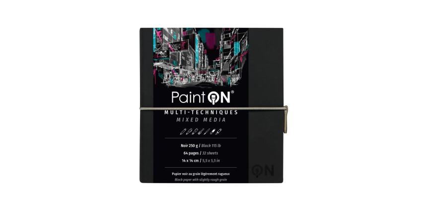 PaintON Noir carnet cousu 32F 14x14cm 250g - Noir