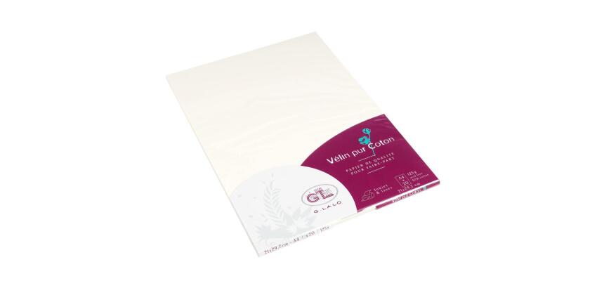 20 feuilles A4 Vélin pur coton 125g - Crème
