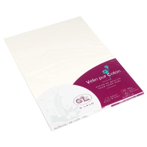 20 feuilles A4 Vélin pur coton 125g - Crème