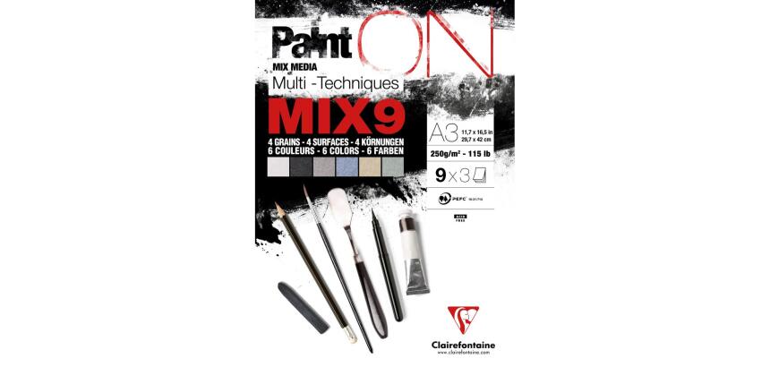 PaintON Mix 9 bloc collé 27F A3 250g assorti 9x3F