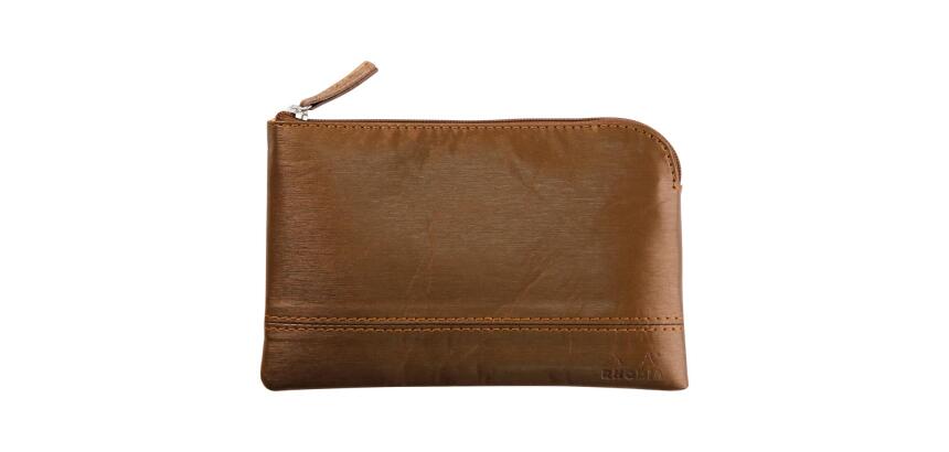 Rhodiarama pochette zippée en simili cuir - taille S (11x17 cm) - Bronze