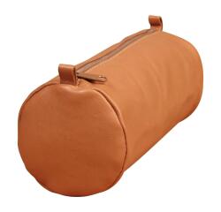 Trousse en cuir Age Bag Grande ronde 22xØ8 cm - Tabac