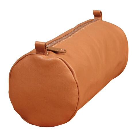 Trousse en cuir Age Bag Grande ronde 22xØ8 cm - Tabac