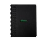 Greenbook cahier recyclé et recyclable en carte souple 350 g/m2 - A5+ 16 x 21 cm 160 pages Ligné perforation 6 trous - Papier Clairefontaine recyclé 90 g/m2 - Noir - New - Noir