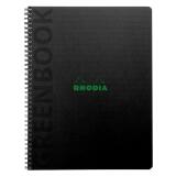Greenbook cahier recyclé et recyclable en carte souple 350 g/m2 - A5+ 16 x 21 cm 160 pages Ligné perforation 6 trous - Papier Clairefontaine recyclé 90 g/m2 - Noir - New - Noir