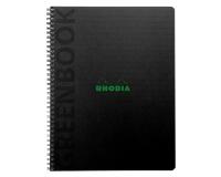 Greenbook cahier recyclé et recyclable en carte souple 350 g/m2 - A5+ 16 x 21 cm 160 pages Ligné perforation 6 trous - Papier Clairefontaine recyclé 90 g/m2 - Noir - New - Noir