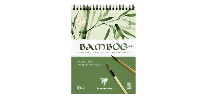 Bamboo spiraalblok 15 blad 19x26cm 250g