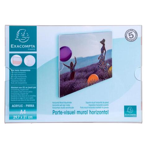 Porte-visuel mural horizontal A4 - Cristal