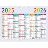 Calendrier Multicolore 55 x 40,5 cm Septembre 2025 à Décembre 2026 - Gris