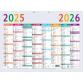 Calendrier Multicolore 55 x 40,5 cm Septembre 2025 à Décembre 2026 - Gris