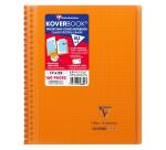 Cahier reliure intégrale enveloppante Koverbook 17x22cm 160 pages petits carreaux couverture polypropylène transparent - Assortis