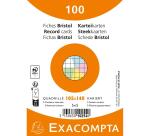 Paquet de 100 fiches sous film - Bristol quadrillé 5x5 non perforé 105x148mm - Couleurs assorties