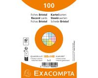 Paquete de 100 fichas retractiladas - cartulina cuadrada de 5x5, sin perforar, 105x148 mm - Colores surtidos