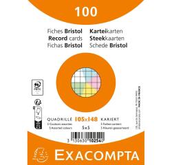 Paquete de 100 fichas retractiladas - cartulina cuadrada de 5x5, sin perforar, 105x148 mm - Colores surtidos