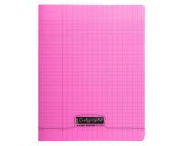 Cahier piqué 8000 POLYPRO 24x32 cm 48 pages grands carreaux 90 g - Rose