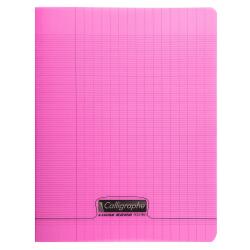 Cahier piqué 8000 POLYPRO 24x32 cm 48 pages grands carreaux 90 g - Rose