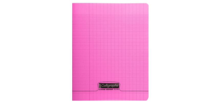 Calligraphe Polypro Stapled Notebook, Seyes, Ligne 8000, 24x32cm, 24 Sheets, 90g (French Ruling) - Pink