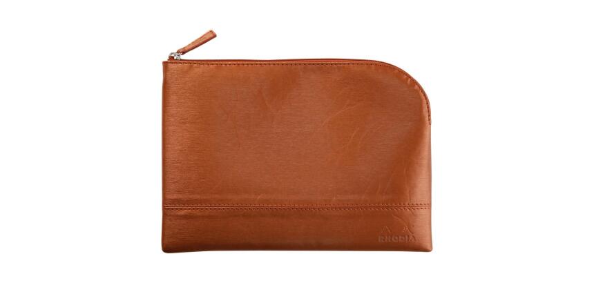 Rhodiarama pochette zippée en simili cuir - taille M (16x22 cm) - Cuivre