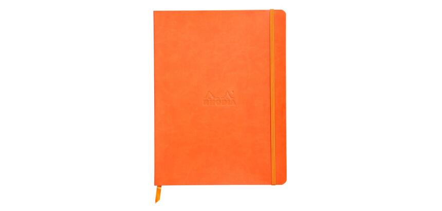 Rhodiarama carnet souple 19x25 cm 160 pages dot papier ivoire 90g fermeture élastique - Tangerine