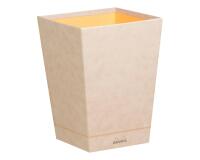 Rhodiarama corbeille à papier simili cuir italien 27x27x32 cm - Beige