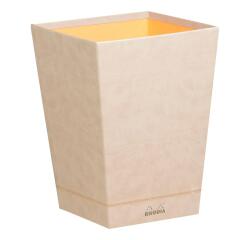 Rhodiarama corbeille à papier simili cuir italien 27x27x32 cm - Beige