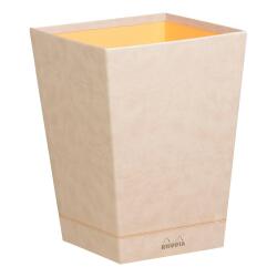 Rhodiarama corbeille à papier simili cuir italien 27x27x32 cm - Beige