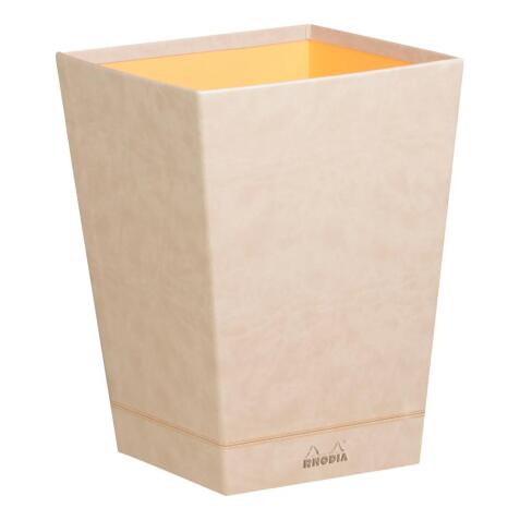 Rhodiarama corbeille à papier simili cuir italien 27x27x32 cm - Beige