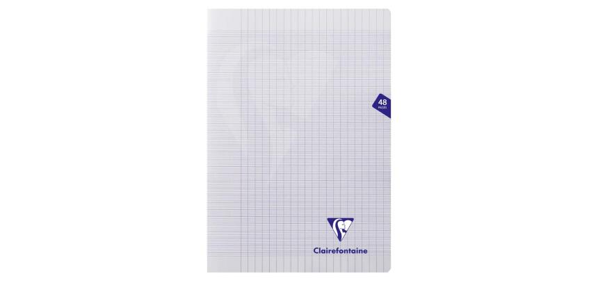 Cahier piqué Mimesys A4 48 pages grands carreaux couverture polypropylène - Incolore