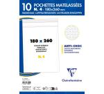 Paquet de 10 Pochettes Blanches Matelassées de Film à Bulles 180x260 mm - Auto-adhésives - Blanc