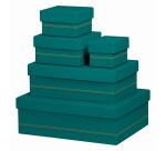 Rhodiarama set 5 boîtes gigognes simili cuir italien 44x34x16 cm - Paon