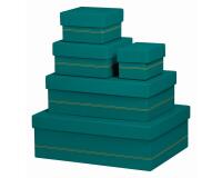 Rhodiarama set 5 boîtes gigognes simili cuir italien 44x34x16 cm - Paon