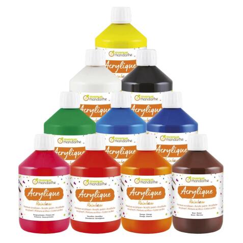 Rainbow - lot 10 pots peintures 500ml - Multicolore