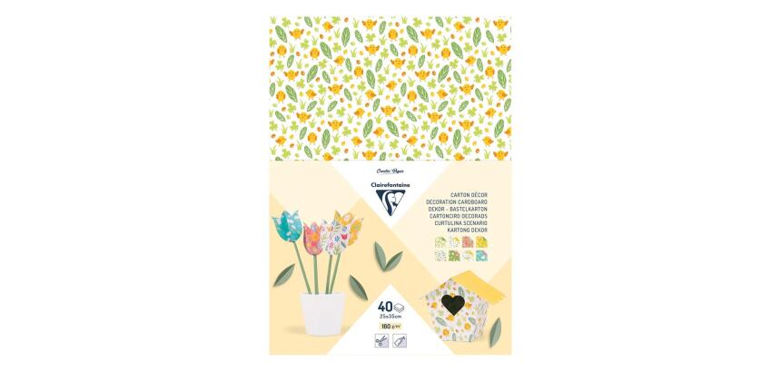 Carton décor, paquet de 40 feuilles 160g/m2 au format 25 x 35 cm