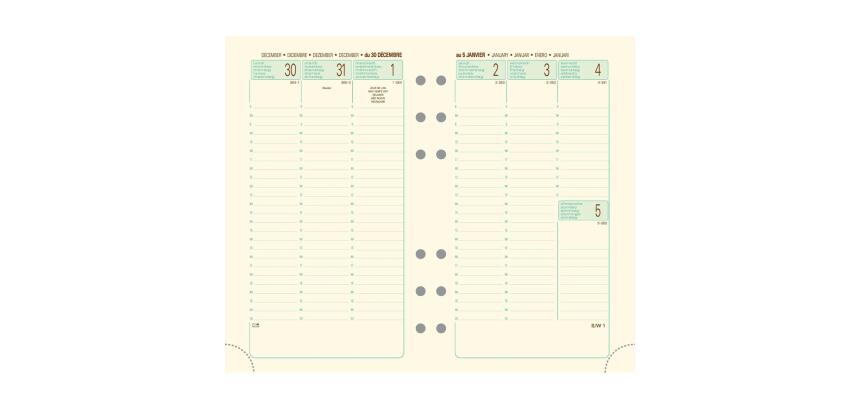 Recharge Exatime 17 Etroit - Semainier Janvier à Décembre 2026