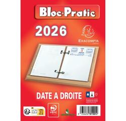 Bloc-pratic date à droite 8,2 x 12 cm - 2026 - Rouge