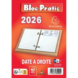 Bloc-pratic date à droite 8,2 x 12 cm - 2026 - Rouge