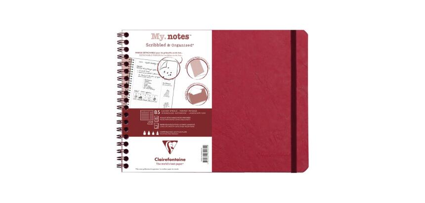 Clairefontaine Nomaddict My Notes Notebook - B5 Landscape - Lined - 90gsm - Red