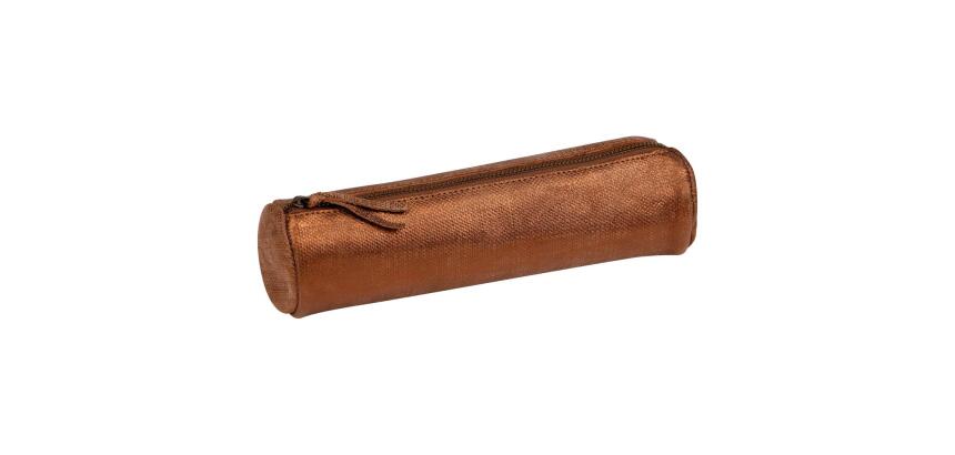 KLEO-PATHRA CUIR Trousse ronde Ø5,5x22 cm Bronze