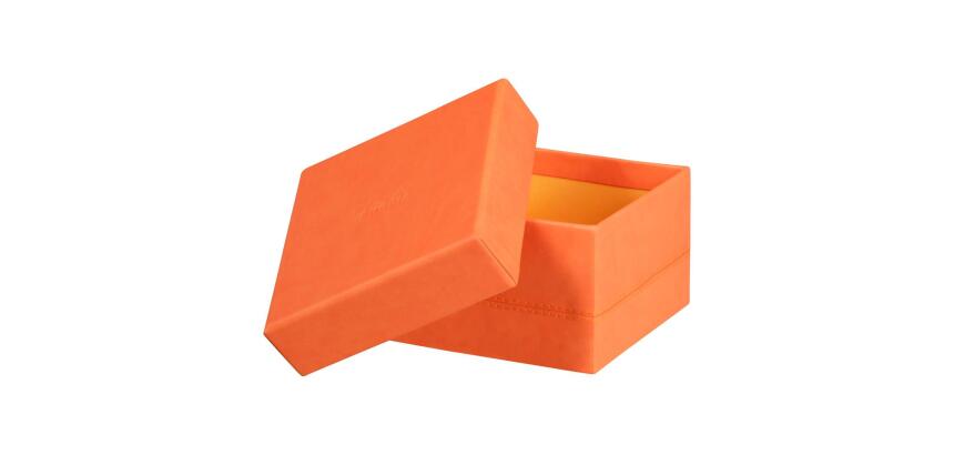 Rhodiarama set 5 boîtes gigognes simili cuir italien 44x34x16 cm - Tangerine