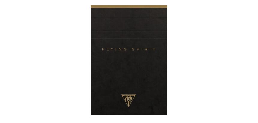 Bloc entoilé en-tête Flying Spirit Black A6 140 pages détachables ligné motifs assortis papier ivoire 90g - Noir