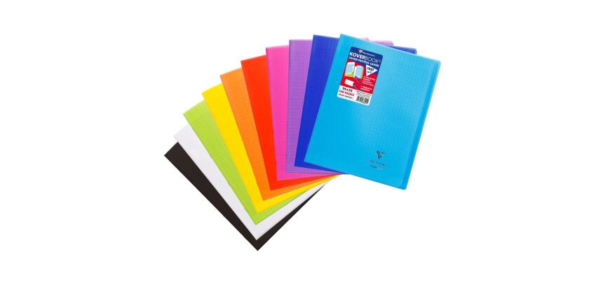 Cahier piqué Koverbook 24x32cm 140 pages grands carreaux couverture polypropylène transparent - Assortis