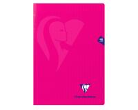 Cahier piqué Mimesys A4 48 pages grands carreaux couverture polypropylène - Rose