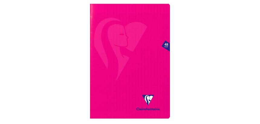 Cahier piqué Mimesys A4 48 pages grands carreaux couverture polypropylène - Rose